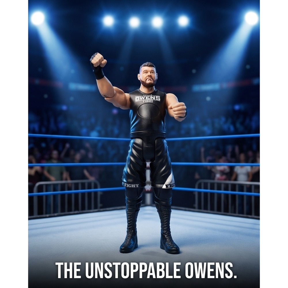 WWE Kevin Owens Tough Talkers Action Figure Black Fight Shirt 7" Mattel Untested